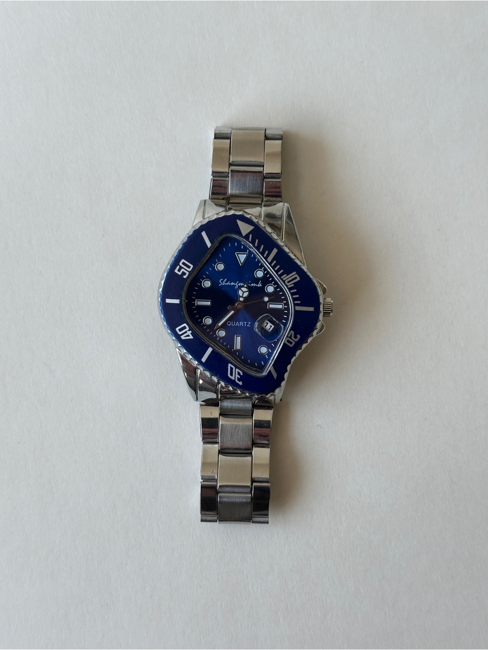 Blue Dial Stainless Steel Men’s Quartz Watch